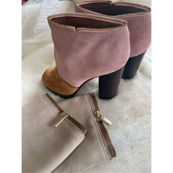 Katy Perry Evelyn Almond Suede Peep Mid-Calf Boot Sz 6.5 - Picture 9 of 11